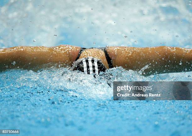 Theresa Michalak of Germany competes during the heats of the women's 100m individual medley event at the FINA short course swimming World Cup final...