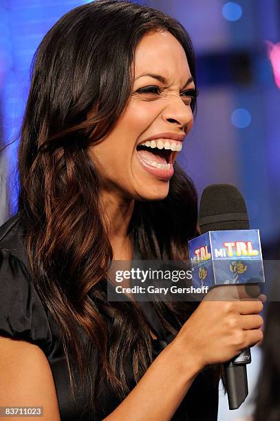 Actress Rosario Dawson visits MTV's "Mi TRL" at the MTV studios in Times Square on October 6, 2008 in New York City.