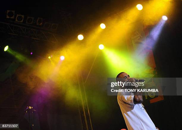 Multi-platinum American Hip Hop rapper, 'The Game', born Jayceon Terell Taylor performs in Nairobi, on November 15, 2008 at a concert to showcase...