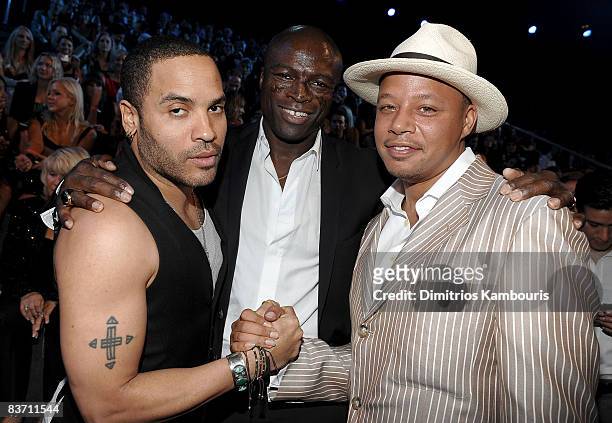 Lenny Kravitz, Seal and Terrance Howard at the 2008 Victoria's Secret Fashion Show at the Fontainebleau Hotel on November 15, 2008 in Miami Beach,...