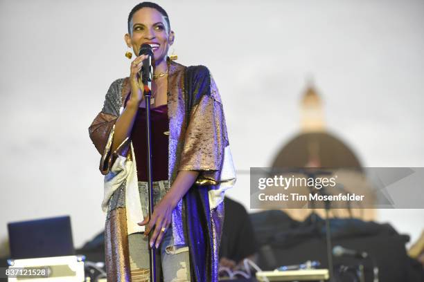 Goapele performs during the Imagine Justice concert at Capitol Mall on August 21, 2017 in Sacramento, California.