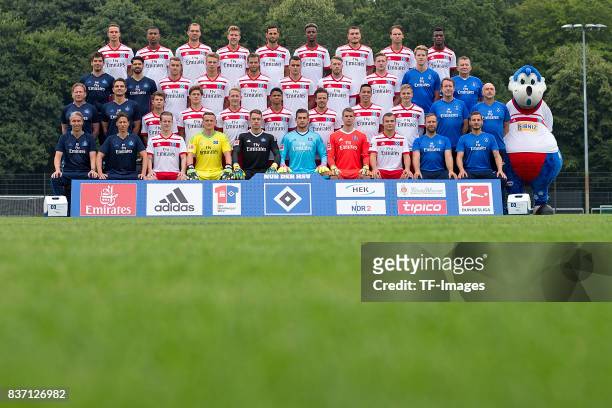 The Team of Hamburger SV Back Bjarne Thoelke, Walace, Pierre-Michel Lasogga, Sven Schipplock, Mergim Mavraj, Gideon Jung, Kyriakos Papadopoulos,...