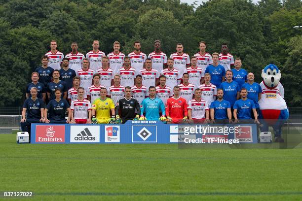The Team of Hamburger SV Back Bjarne Thoelke, Walace, Pierre-Michel Lasogga, Sven Schipplock, Mergim Mavraj, Gideon Jung, Kyriakos Papadopoulos,...