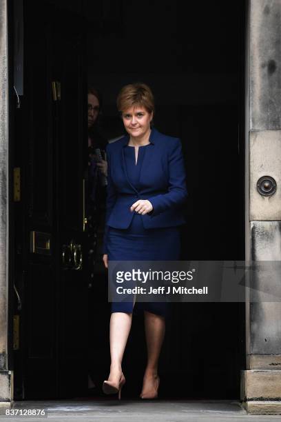 First Minister of Scotland Nicola Sturgeon and First Minister of Wales Carwyn Jones meetÊat Bute House on August 22, 2017 in Edinburgh,Scotland. The...