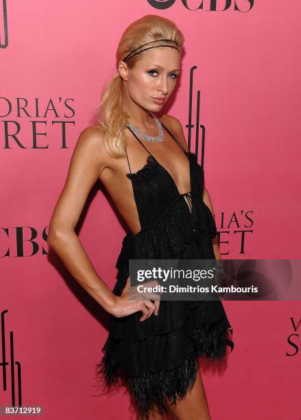 Paris Hilton arrives to the 2008 Victoria's Secret Fashion Show at the Fontainebleau Hotel on November 15, 2008 in Miami Beach, Florida.