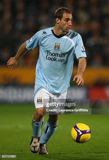 Pablo Zabaleta of Manchester City in action during the Barclays Premier League match between Hull City and Manchester City at The KC Stadium on...