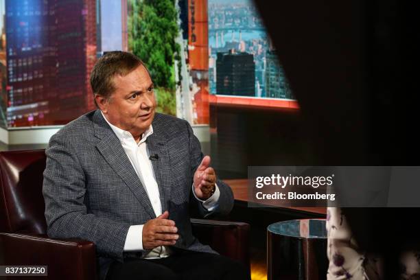 Hernan Rincon, president and chief executive officer of Avianca Holdings SA, speaks during a Bloomberg Television interview in New York, U.S., on...