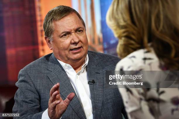 Hernan Rincon, president and chief executive officer of Avianca Holdings SA, speaks during a Bloomberg Television interview in New York, U.S., on...