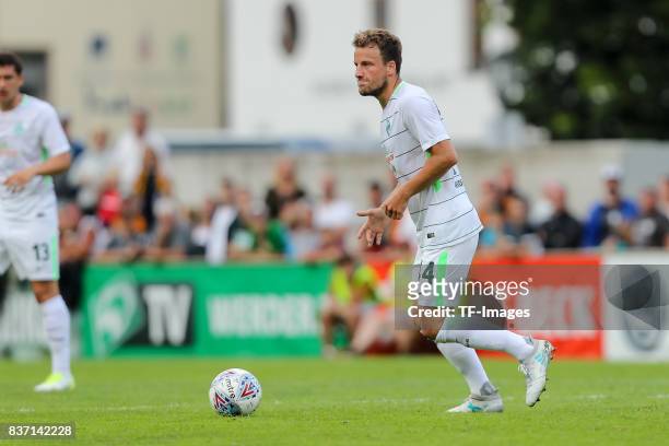 Philipp Bargfrede of Bremen controls the ball during the pre-season friendly between Werder Bremen and Wolverhampton Wanderers at Parkstadion Zell Am...