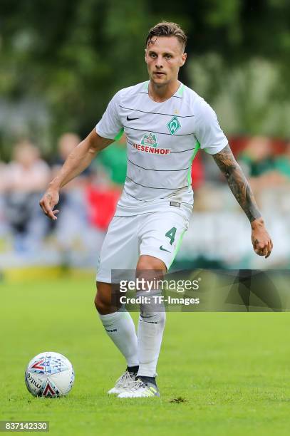 Robert Bauer of Bremen controls the ball during the pre-season friendly between Werder Bremen and Wolverhampton Wanderers at Parkstadion Zell Am...