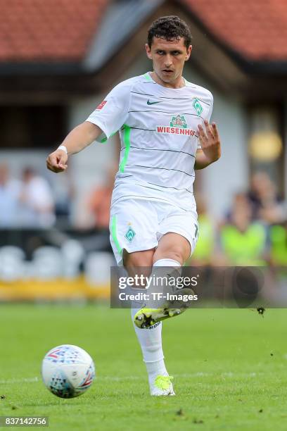 Milos Veljkovic of Bremen controls the ball during the pre-season friendly between Werder Bremen and Wolverhampton Wanderers at Parkstadion Zell Am...