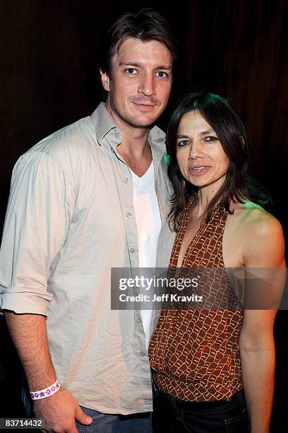 Nathan Fillion and Justine Bateman attends the Andrew Porter Book Party for "The Theory of Light & Matter" at The Knitting Factory on November 15,...