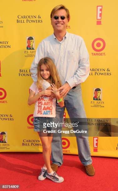 Producer Aaron Sorkin and Daughter arrive at the 11th Anniversary Of P.S. Arts "Express Yourself 2008" at the Barker Hanger at the Santa Monica...