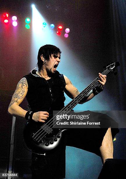 Jason "Jay" James of Bullet For My Valentine performs a sold out show at Apollo, 16 November, 2008 in Manchester, England.