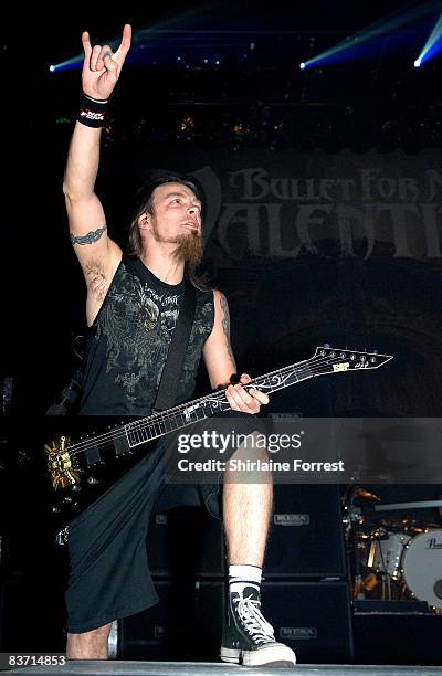 Michael Paget of Bullet For My Valentine performs a sold out show at Apollo, 16 November, 2008 in Manchester, England.