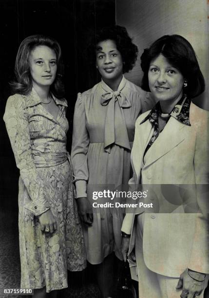 Junior League Party Given Tuesday Mrs. Adolph Coors IV, right, chats with two of the new Junior League provisionals, Mrs. Frank Kugeler, left, and...