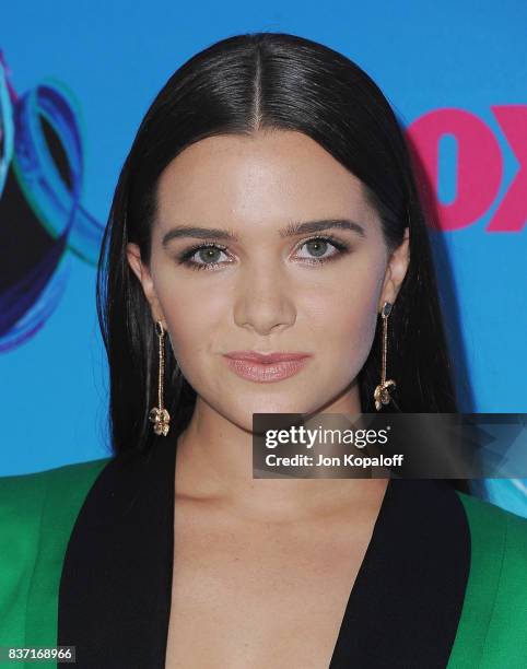 Actress Katie Stevens arrives at the Teen Choice Awards 2017 at Galen Center on August 13, 2017 in Los Angeles, California.