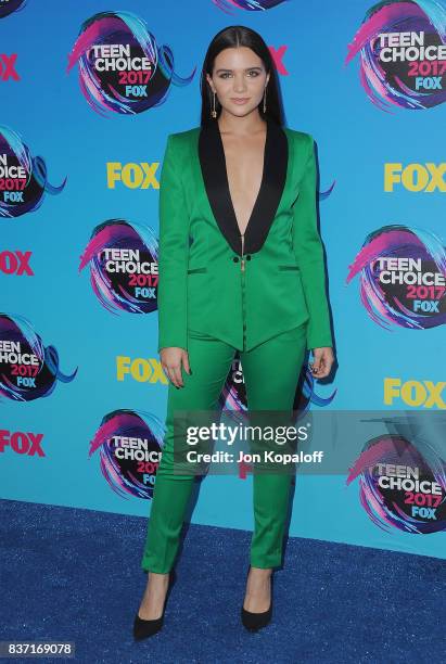 Actress Katie Stevens arrives at the Teen Choice Awards 2017 at Galen Center on August 13, 2017 in Los Angeles, California.