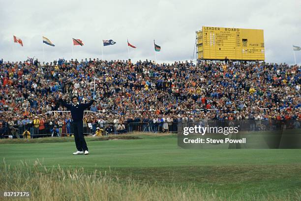 Spanish golfer Seve Ballesteros on the 18th green during The Open Championship at the Royal Lytham and St Annes Golf Club, Lancashire, July 1979....