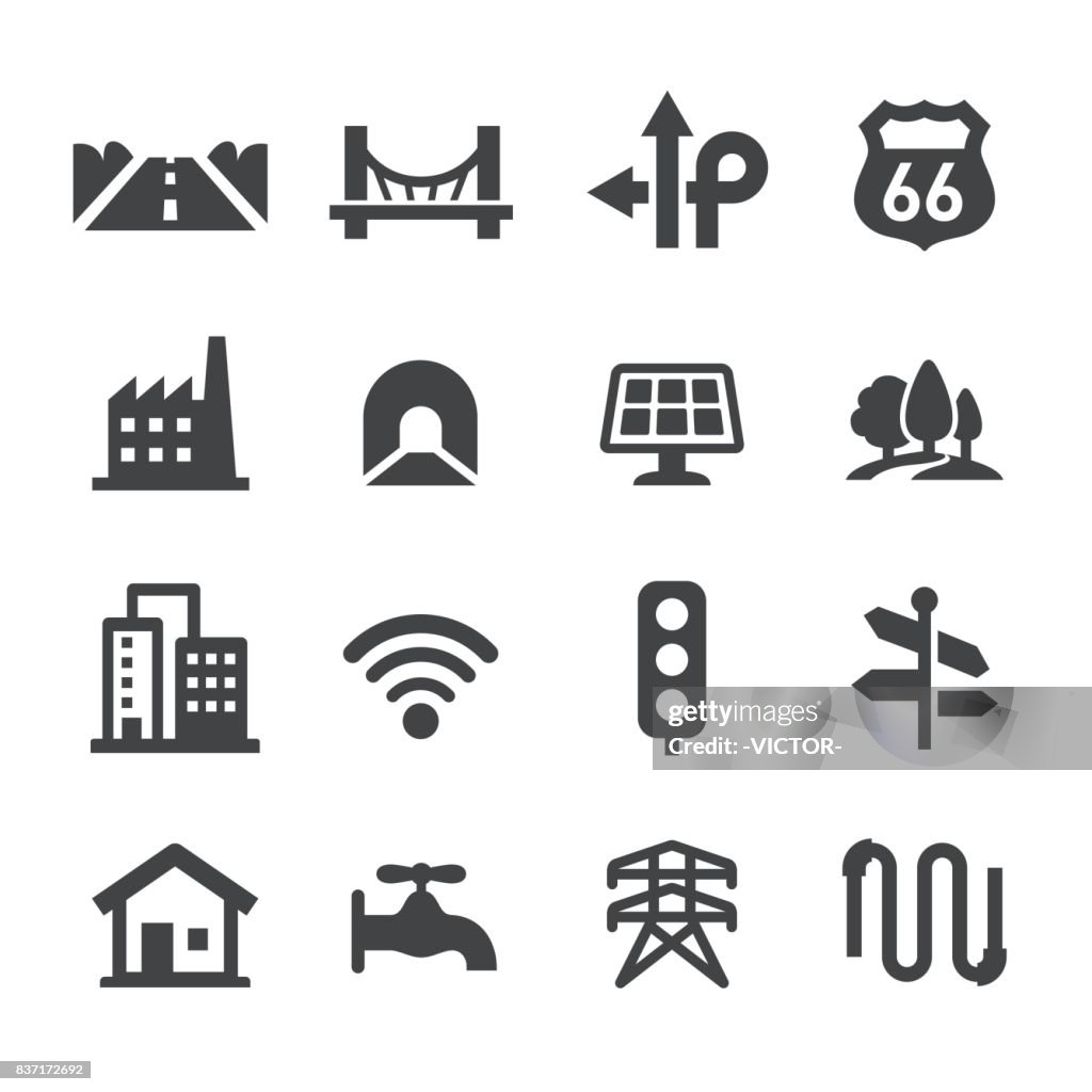 Ciudad construcción iconos conjunto - serie Acme
