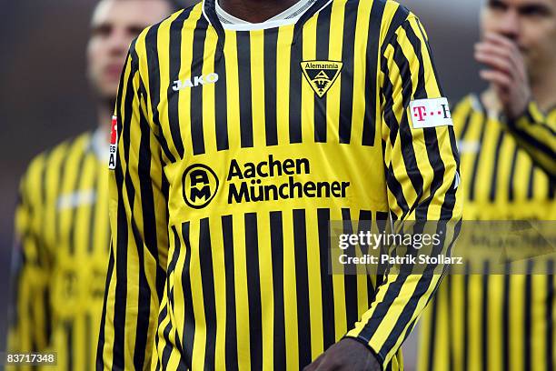 Shirt of Aachen pictured during the Bundesliga match between Rot-Weiss Oberhausen and Alemannia Aachen at the Niederrhein-stadium on November 16,...