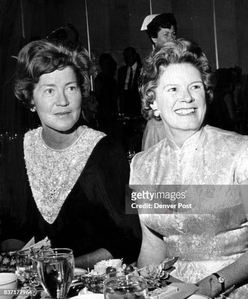 Hospital Dinner Held at Hilton Hotel A duo at the General Rose Hospital dinner Saturday were Mrs. Adolph Coors III, left, and Mrs. Jansen Brown....