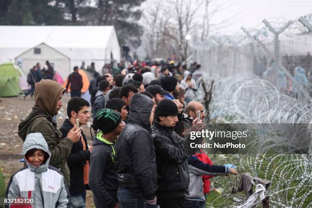 Pictures from Idomeni on 29th of February in 2016. Idomeni is a little village in the Greek-FYROM borders. About 10.000 refugees created a makeshift...