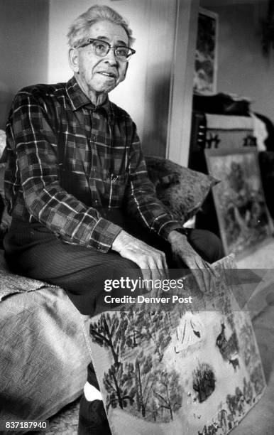 Frank Crespin Painter of Primitives Between waltzing, doing the polka, hunting and fishing, he finds time for art. Credit: Denver Post Inc.