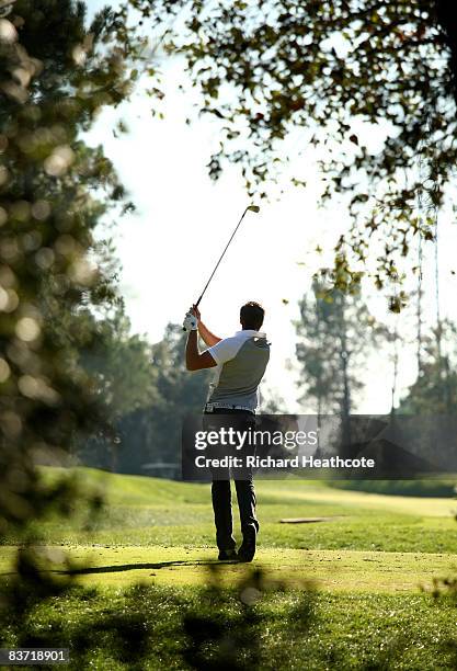 Oskar Henningsson of Sweden in action during the fifth round of the Final Qualifying Stage of the European Tour Qualifying School at PGA Golf de...