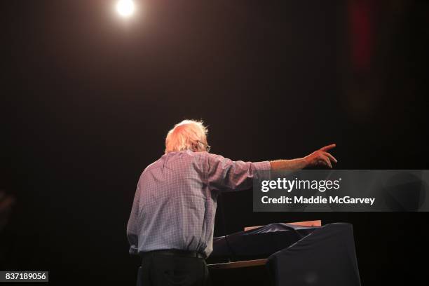 Sen. Bernie Sanders holds a rally on jobs, health care, and the economy at Shawnee State University on August 22, 2017 in Portsmouth, Ohio. In the...