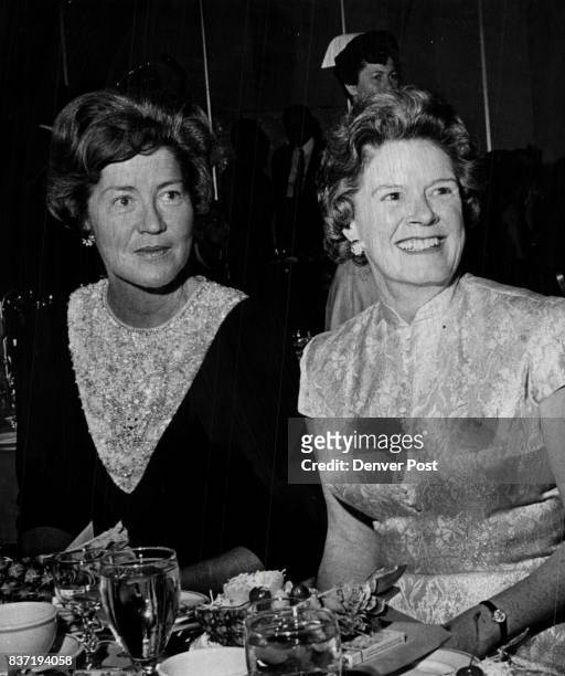 Hospital Dinner Held at Hilton Hotel A duo at the General Rose Hospital dinner Saturday were Mrs. Adolph Coors III, left, and Mrs. Jansen Brown....