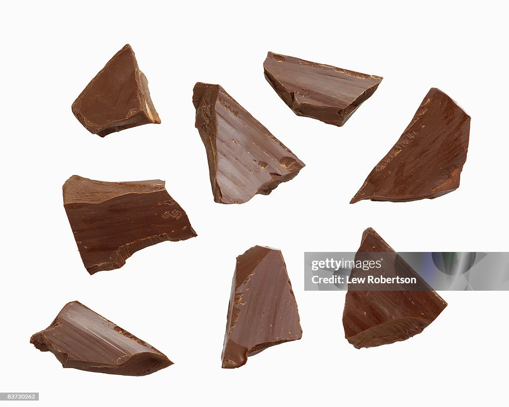 Dark Chocolate Pieces on white