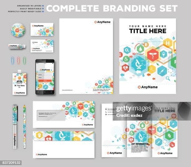 ilustrações de stock, clip art, desenhos animados e ícones de corporate identity design set - tríptico