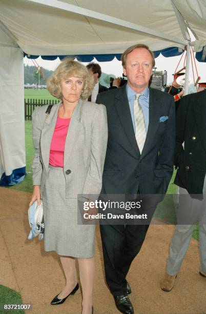 Andrew and Camilla Parker Bowles attend the Queen's Cup polo match at Windsor, 7th June 1992.