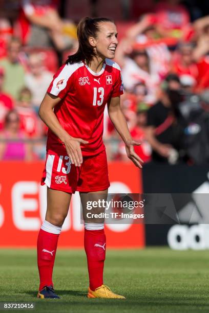 Lia Waelti of Switzerland gestures during the Group C match between Austria and Switzerland during the UEFA Women's Euro 2017 at Stadion De...