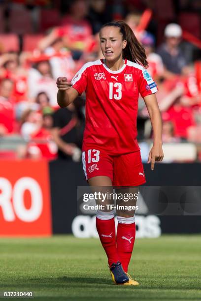 Lia Waelti of Switzerland gestures during the Group C match between Austria and Switzerland during the UEFA Women's Euro 2017 at Stadion De...