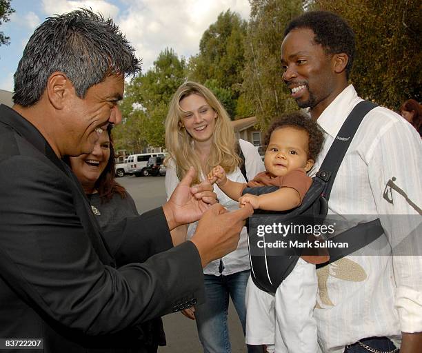 Actor/comedian George Lopez, Ann Serrano, Brittany Perrineau and Harold Perrineau with daughter attend the National Kidney Foundation's Great Chefs...