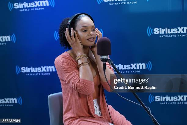 Recording artist Demetria McKinney visits SiriusXM at SiriusXM Studios on August 22, 2017 in New York City.