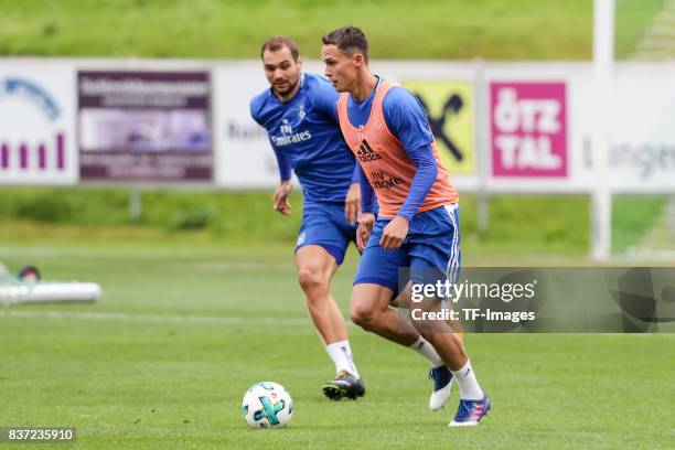 Bjarne Thoelke of Hamburg controls the ball during the Training Camp of Hamburger SV on July 23, 2017 in Laengenfeld, Austria.