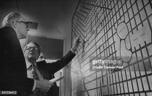 New Traffic-Control System In Operation Mayor Bill McNichols, left, and James L. Brown, director of traffic engineering, inspect the new...