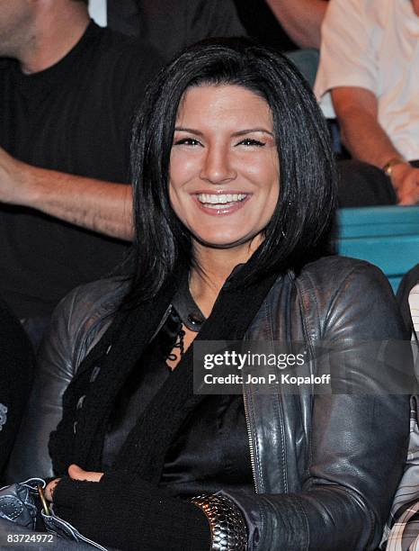 Fighter Gina Carano attends UFC 91: Couture vs. Lesnar at the MGM Garden Arena on November 15, 2008 in Las Vegas, Nevada.