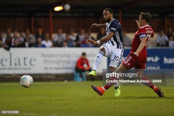 Matt Phillips of West Bromwich Albion scores a goal to make it 0-2 during the Carabao Cup Second Round match between Accrington Stanley and West...