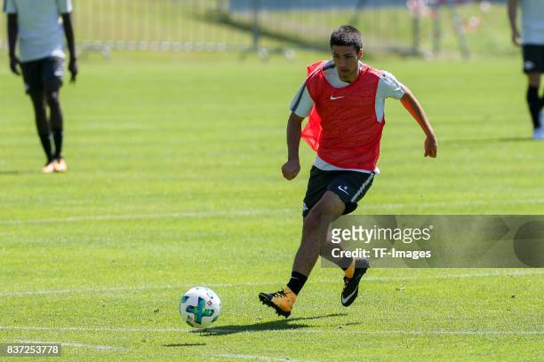 Elias Abouchabaka of RB Leipzig controls the ball during the Training Camp of RB Leipzig on July 21, 2017 in Seefeld, Austria.