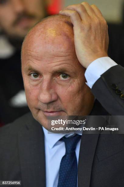 Accrington Stanley manager John Coleman during the Carabao Cup, Second Round match at the Wham Stadium, Accrington.