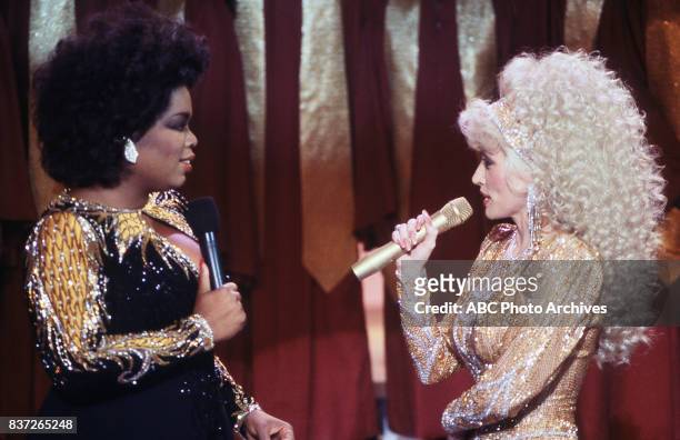 Oprah Winfrey and Dolly Parton on 'Dolly' in 1987.