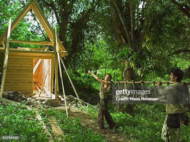 constructing eco friendly house in the forest - san luis potosi ストックフォトと画像
