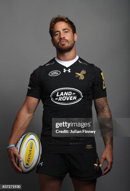 Danny Cipriani of Wasps poses for a portrait during the Wasps photocall for the 2017-2018 Aviva Premiership Rugby season at Ricoh Arena on August 22,...