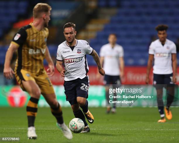 Bolton Wanderers' Adam Armstrong during the Carabao Cup Second Round match between Bolton Wanderers and Sheffield Wednesday at Reebok Stadium on...
