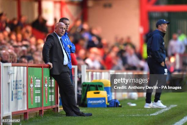 Accrington Stanley manager John Coleman during the Carabao Cup, Second Round match at the Wham Stadium, Accrington.