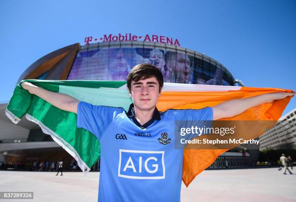 Nevada , United States - 22 August 2017; Conor McGregor supporter Luke Kelly, age 16, from Leopardstown, Dublin, prior to the boxing match between...